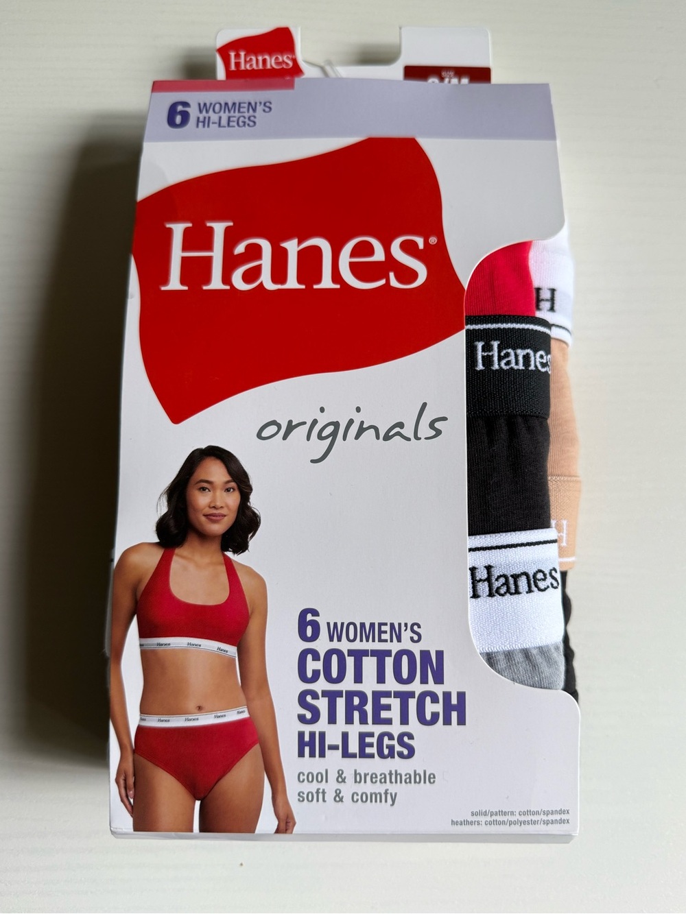 Hanes Women Underwear Panties Size M Cotton Stretch High Leg Set of 6